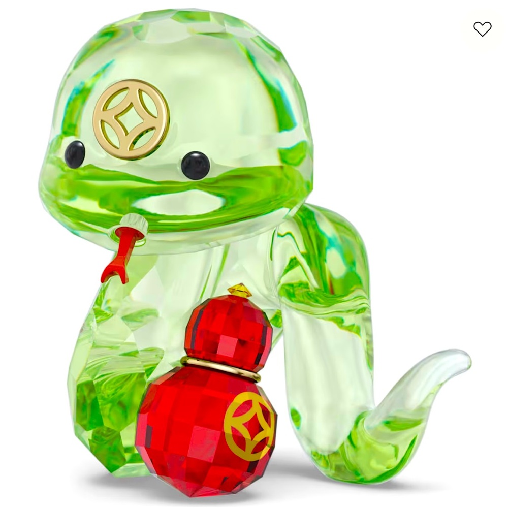 NIB Authentic Swarovski Asian Symbols Cute Snake Green Crystal Figurine #5692854